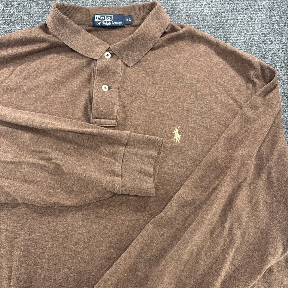 Vintage Polo Ralph Lauren Long Sleeve Polo Shirt Brown Men’s XL Pony Logo